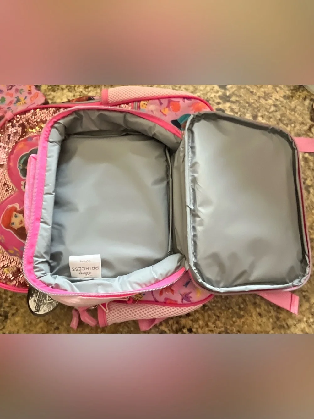 NWT Disney Princess 3pc Bling Backpack Set